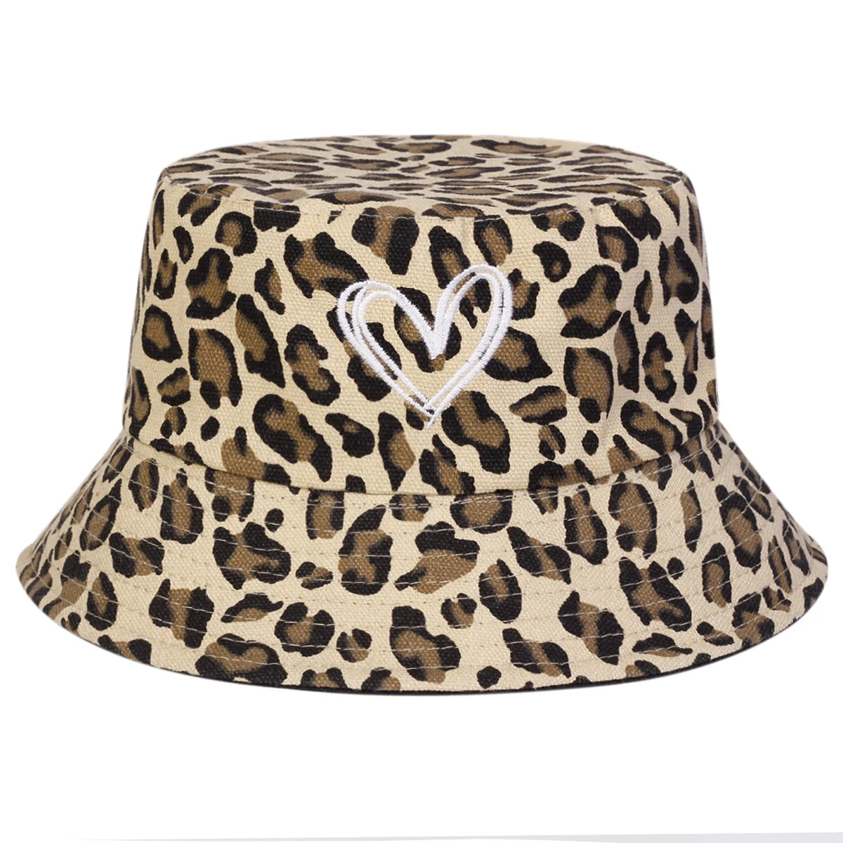 Unisex Leopard Print with Hearts Panama Fisherman Hat