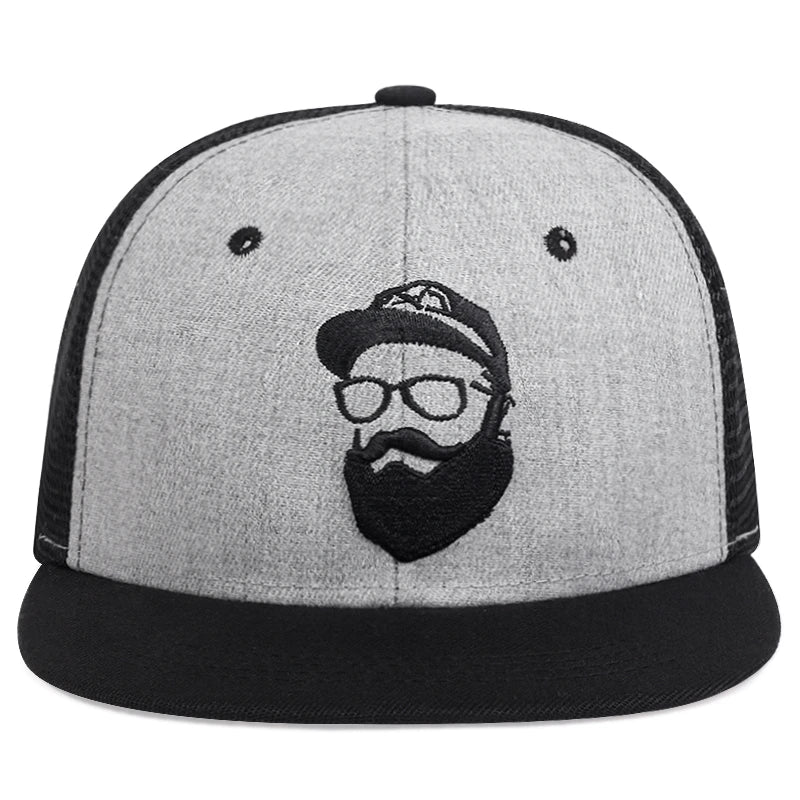 Unisex Old Man Embroidery Hip Hop Net Hats Adjustable Casual Snapback Baseball Caps Outdoor Sunscreen Hat