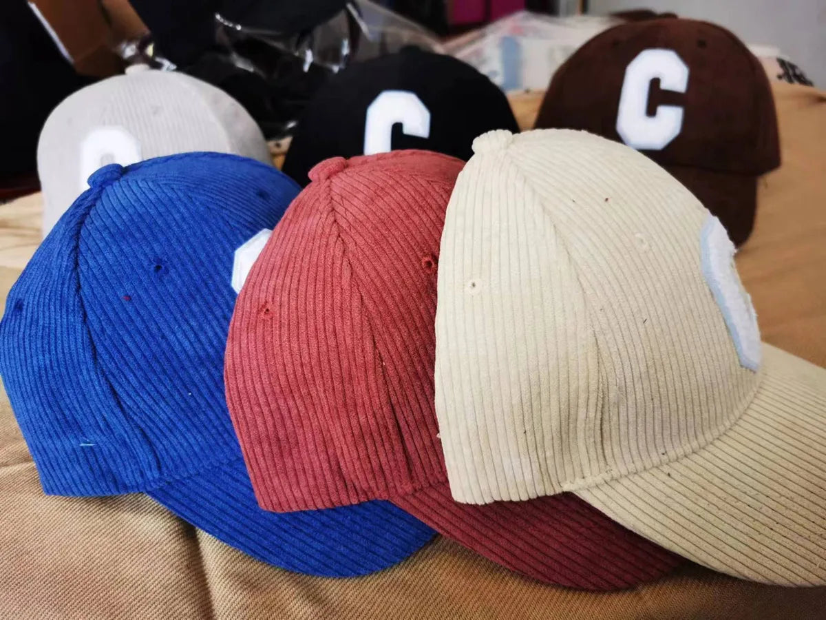 Corduroy Baseball Cap Ladirs Fashion C Letter