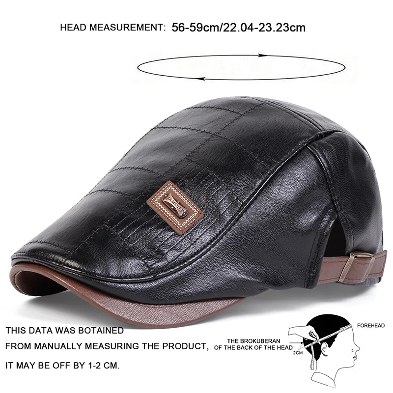 Men Retro Pu Leather Newsboy Caps Painters Hats