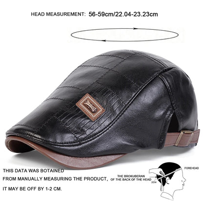 Men Retro Pu Leather Newsboy Caps Painters Hats