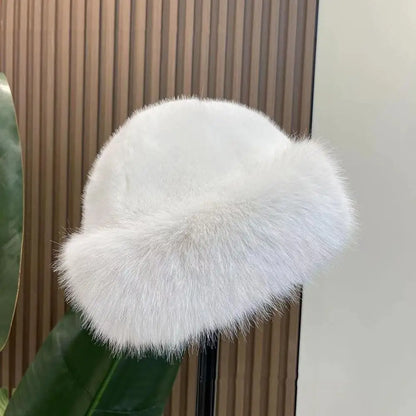 New Fluffy Fur Women's Winter Hat Winter Snow Ski Cap Female Faux Fur Thick Warm