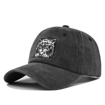 Vintage Cat Embroidery Baseball Cap