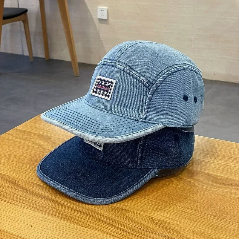 Vintage Flat Brim Denim Baseball Caps Male Women Harajuku Snapback Cap
