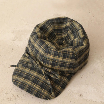 Retro Plaid Fabric Bow Decorated Baseball Cap