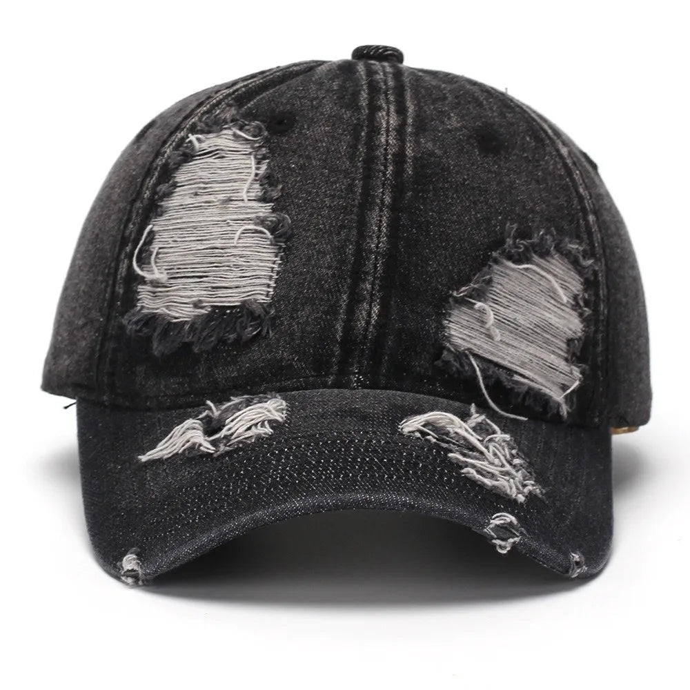 Retro Ripped Washed Denim Baseball Cap
