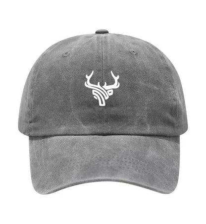 Deer Head Antlers Printed Washed Cotton Adjustable Baseball Cap