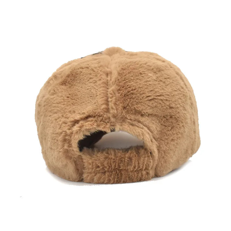 Women's Fashionable Plush Baseball Cap Hip-Hop Duckbill Cap