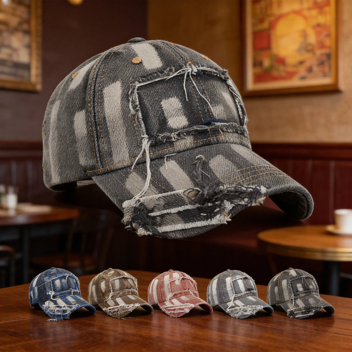 Vintage Denim Distressed Baseball Cap Unisex Sun Protection Outdoor