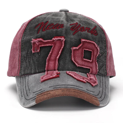 New Heavy Duty Embroidered Letter 79 Baseball Cap Trendy Casual Hat Water Washed Style