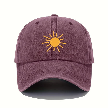 Golden Sun Print Baseball cCap Retro Lightweight Washed Cap for Both Men and Women