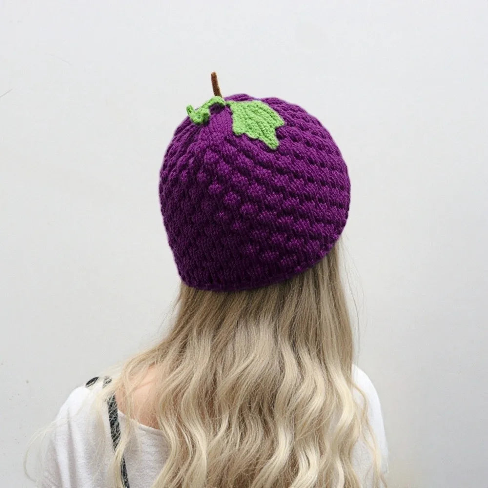 Lemon Creative Knitted Fruit Hat Warm Thick Strawberry Pullover Cap