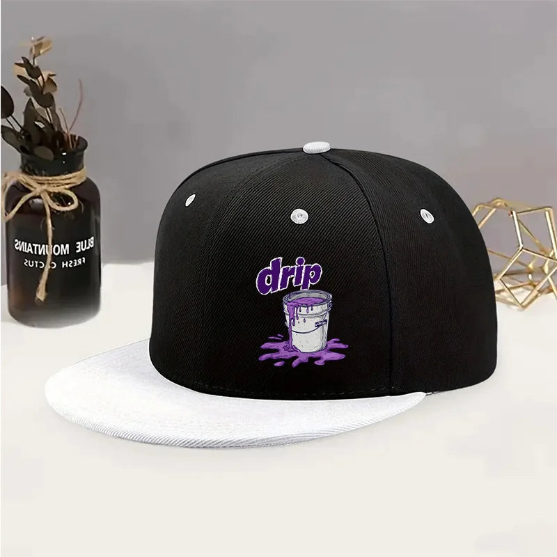 Simple Drip Purple Graffiti Pattern  Casual Fashion American Flat Unisex Street Trendy Hip Hop Street Dance Hat