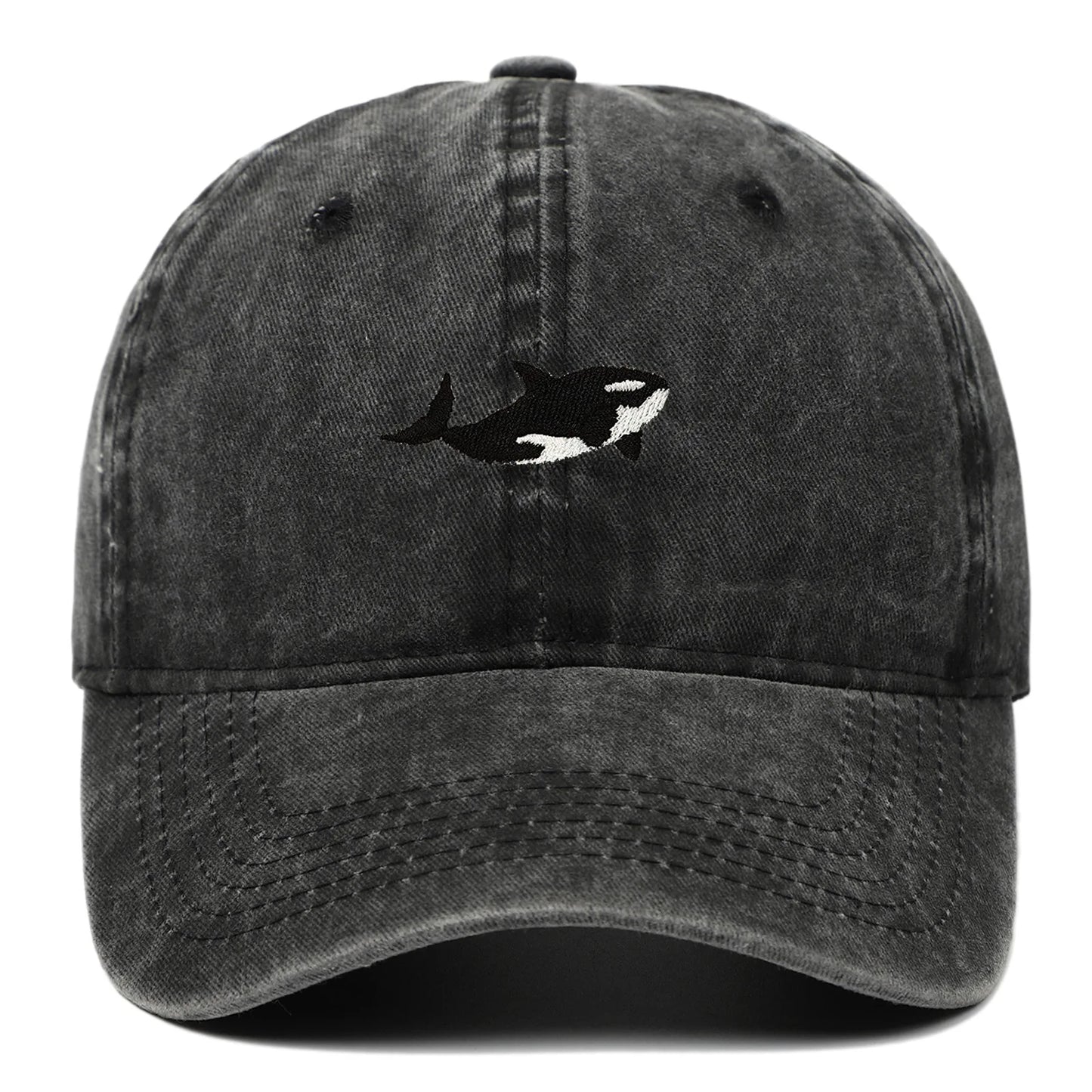 1pc Retro Washed Shark Embroidered Baseball Cap for Women Men