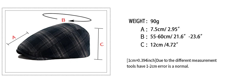 Plaid Herringbone Thin Beret Summer Men Women‘s Vintage Casual Flat Hat
