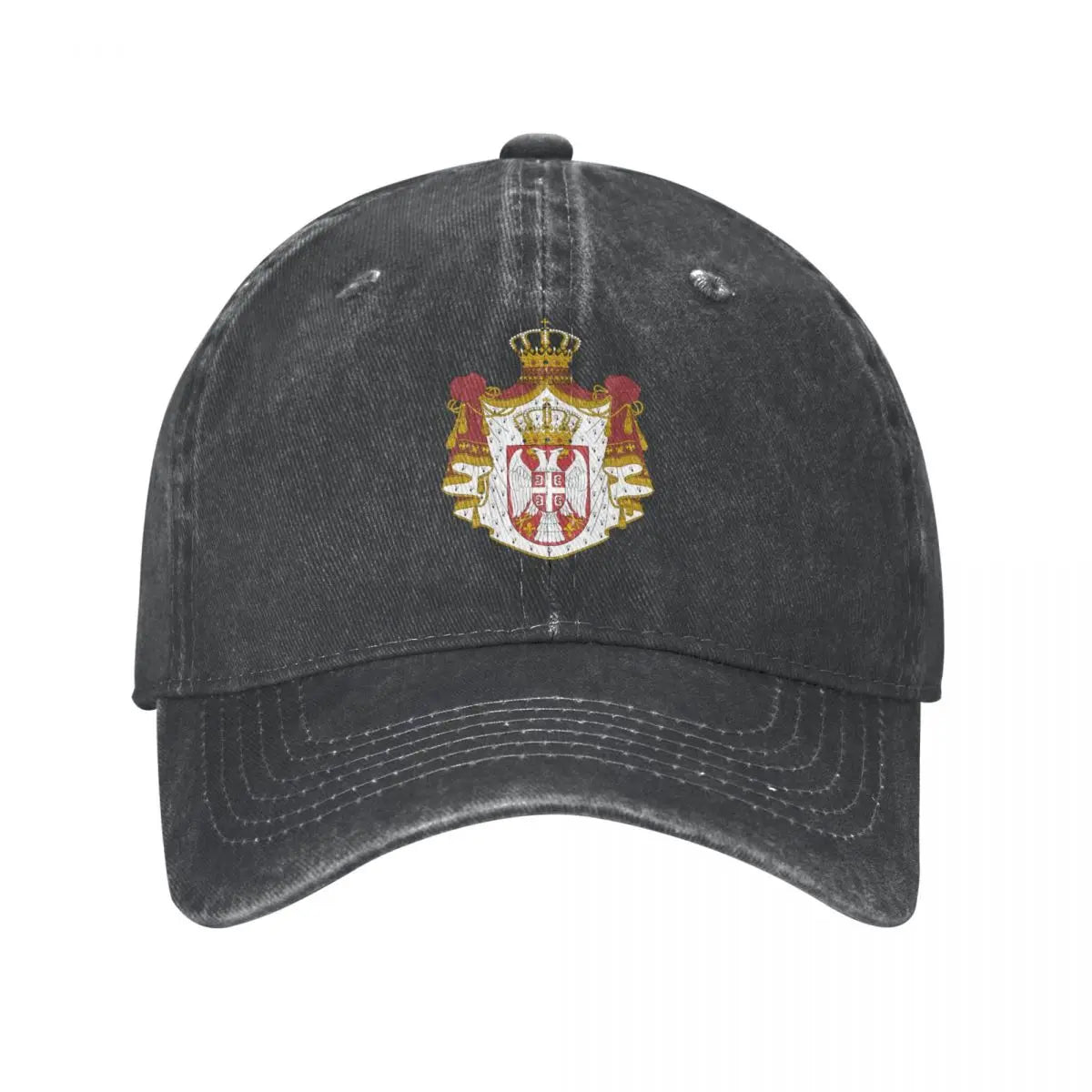 Men Baseball Cap Serbia Emblem Charcoal Washed Denim