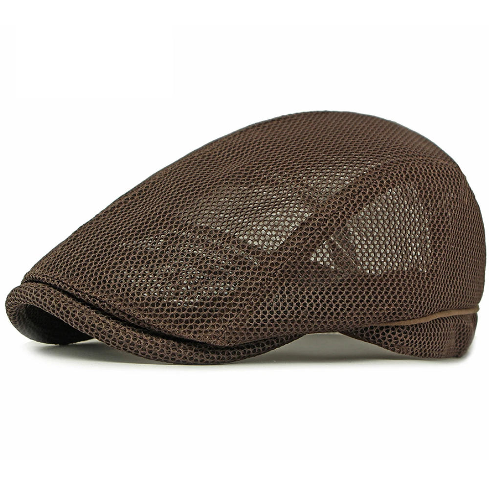 Men Women Breathable Mesh Trucker Cap Solid Plain Ivy Flat Cap Male Female Berets