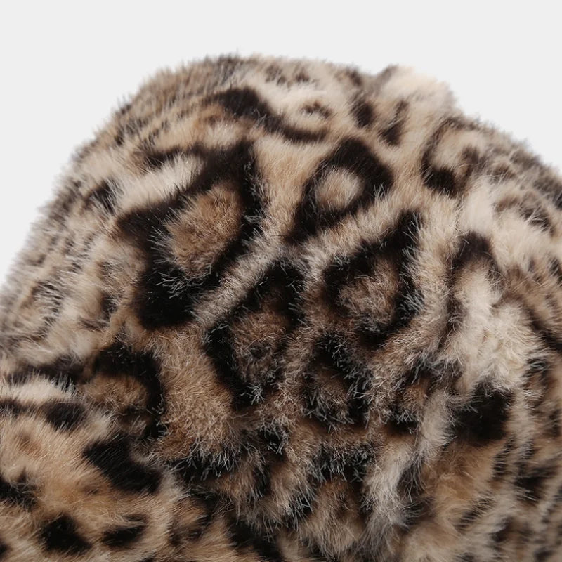 Leopard Print Plush Duck Tongue Hat New Fashion Men Women