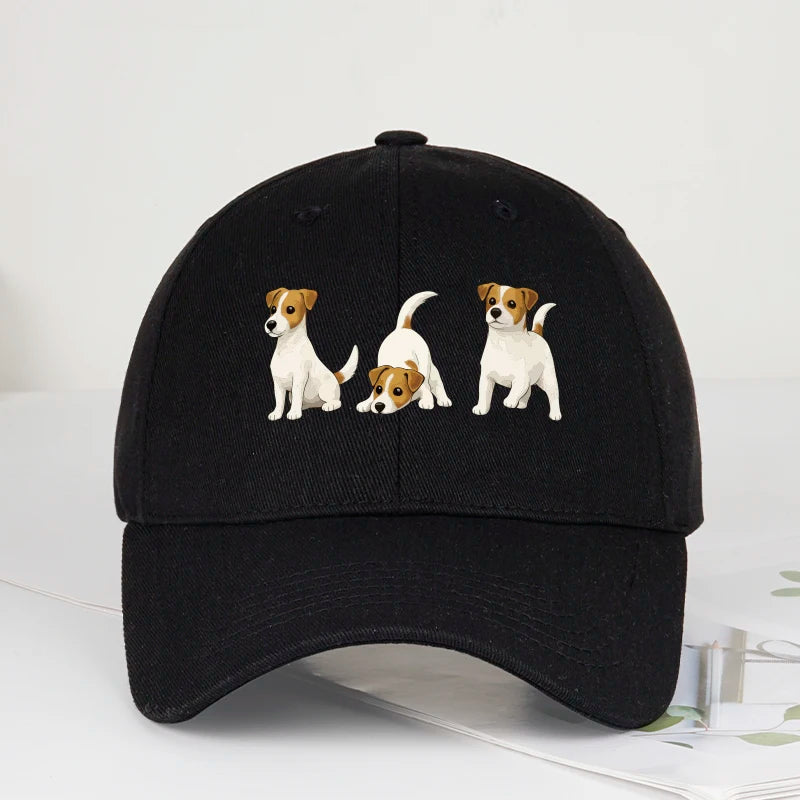 Adorable Jack Russell Terrier Trio Print Baseball Cap