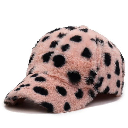 Pink Brown Leopard Baseball Cap For Men Plush Luxury Women Hat