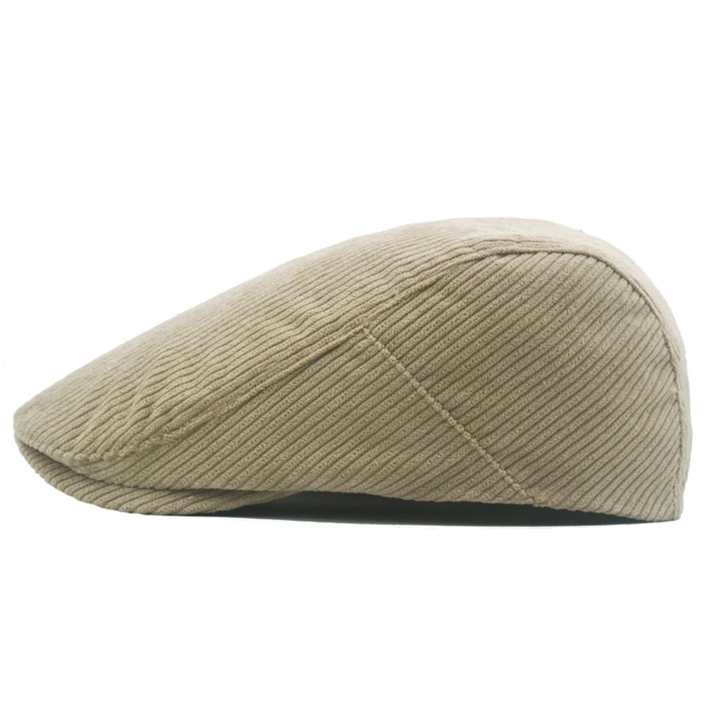 Drop Shipping Autumn And Winter Camel Corduroy Man Ivy Cap Dad Casual Newsboy Hat 56-60cm