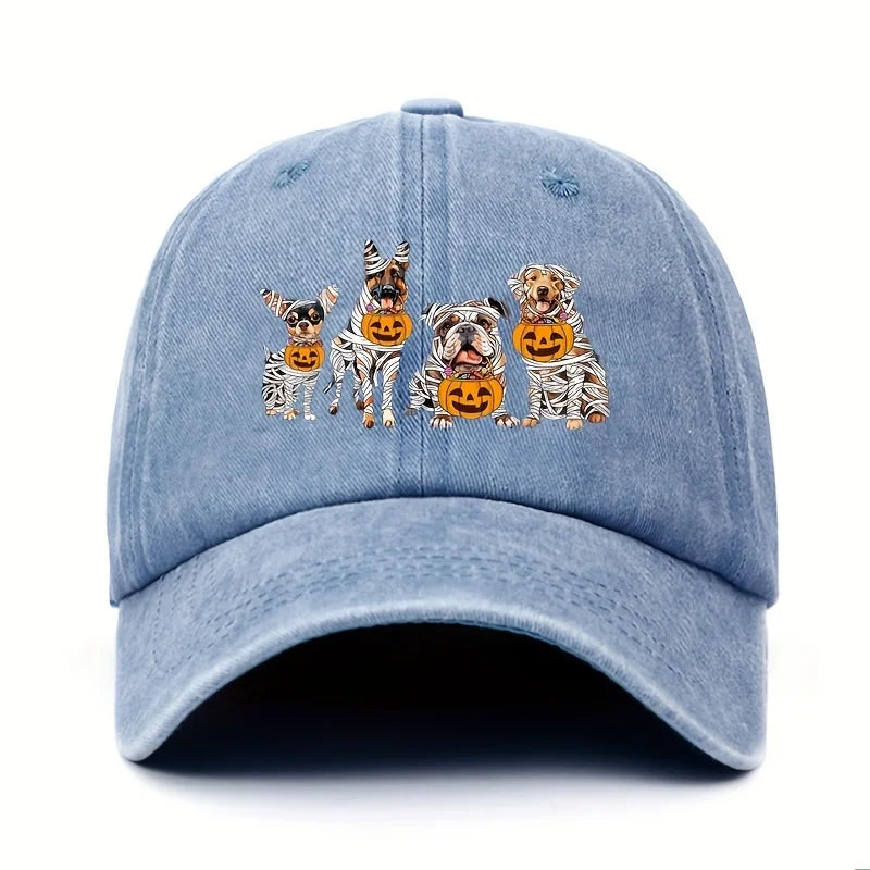 Halloween Pumpkin Puppy Printed Baseball Hat for Men and Women