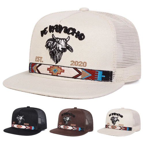 Unisex Bullhead Letter Embroidery Hip-hop Net Hats Spring Summer
