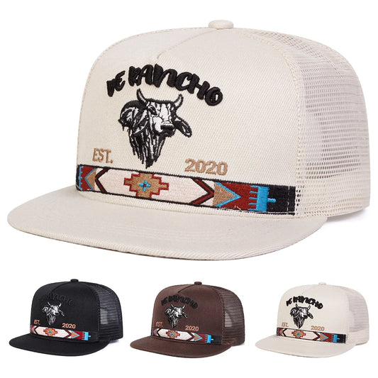 Unisex Bullhead Letter Embroidery Hip-hop Net Hats Spring Summer