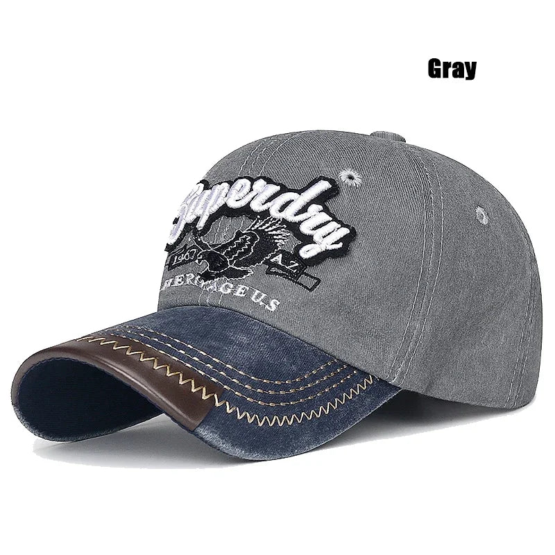 New Unisex Washed Cotton Embroidered Eagle Baseball Cap
