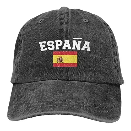 Espana Flag of Spain Spanish Denim Hats for Mens Womens Baseball Caps