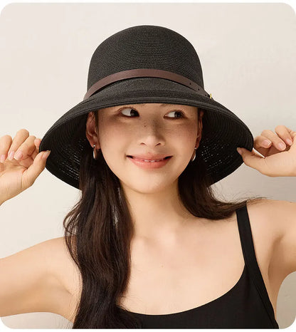 Woven Women's Summer Straw Hat With Wide Brim Sun Protection Sun Hat