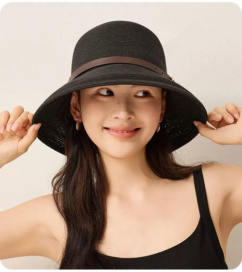 Woven Women's Summer Straw Hat With Wide Brim Sun Protection Sun Hat