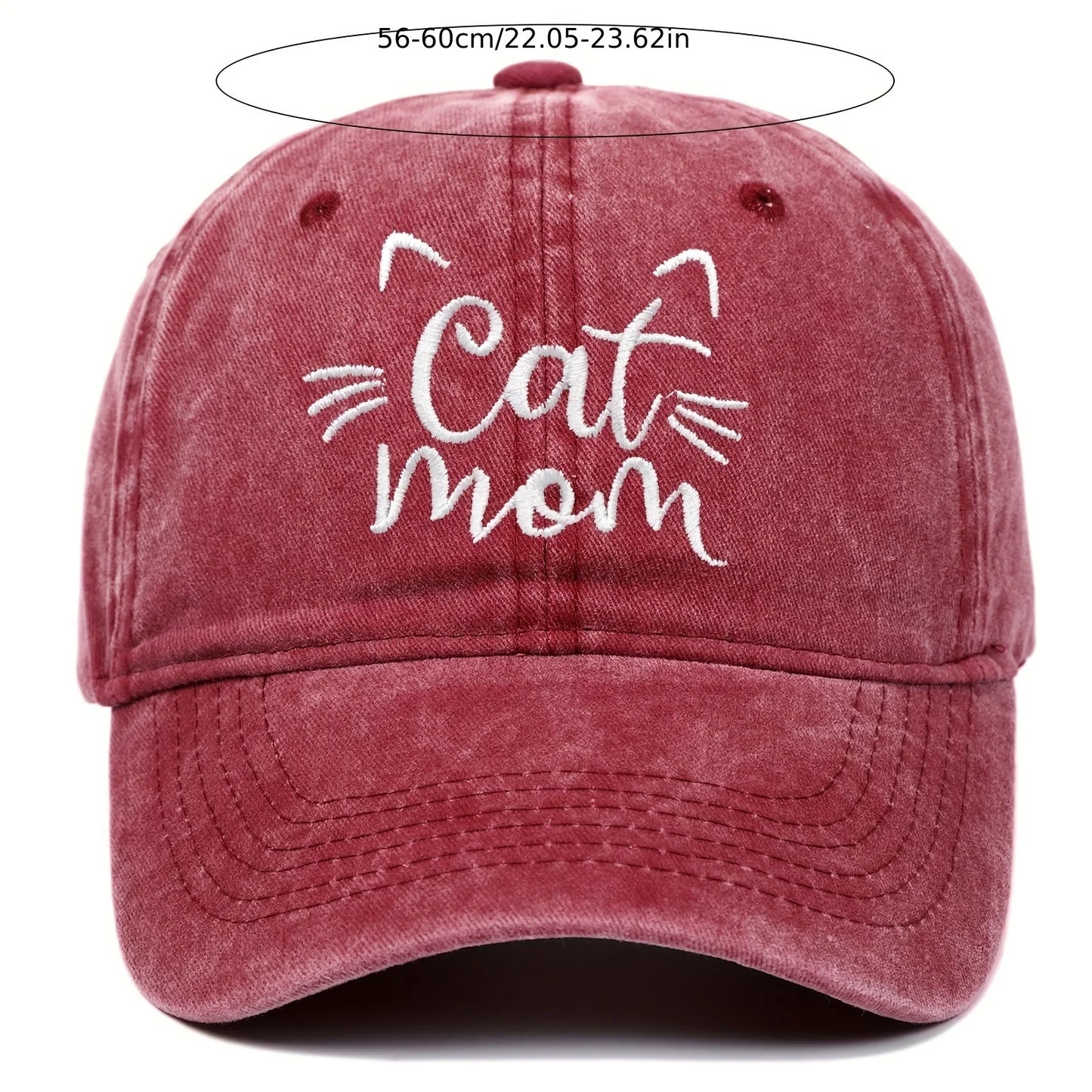 Ladies Embroidered Cat Mom Baseball Cap