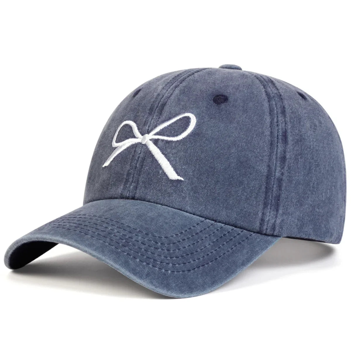 Unisex Bow Embroidery Wash Baseball Caps Spring And Autumn Outdoor