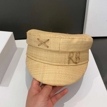 Cap Newsboy Caps Women Raffia Straw Flat Top Caps
