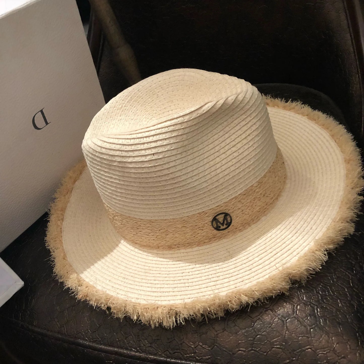New Raffia Beach Hat For Women, Sun Protection Wide Brim Summer Vacation Hat