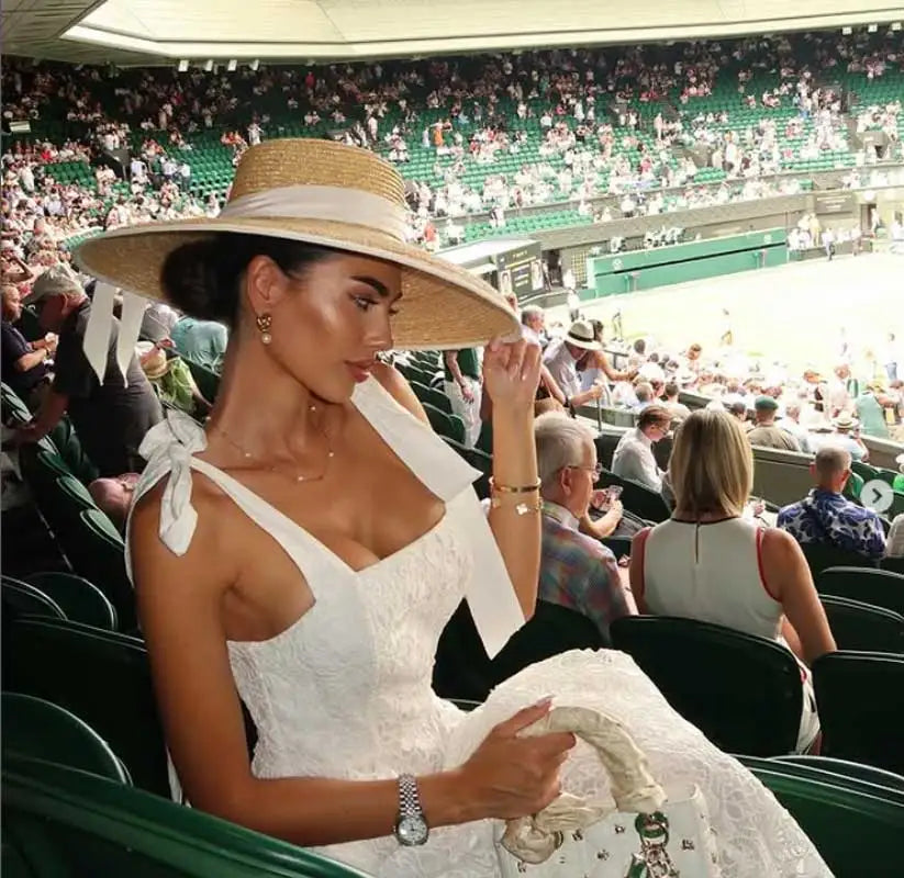Chain Summer Straw Hat Pork Pie Hat