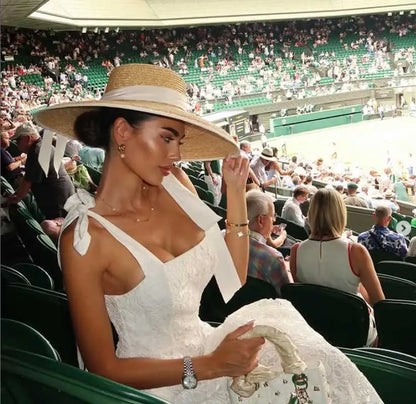 Chain Summer Straw Hat Pork Pie Hat