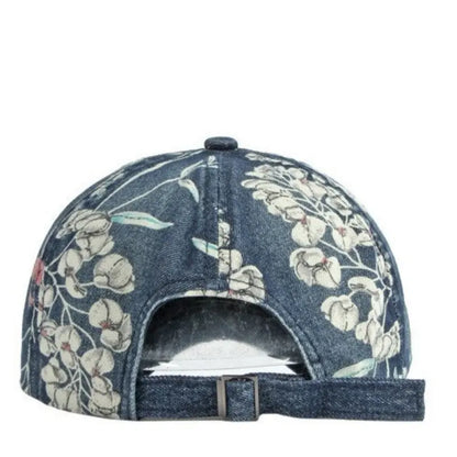 Spring Denim Flower Print Casquette Baseball Cap