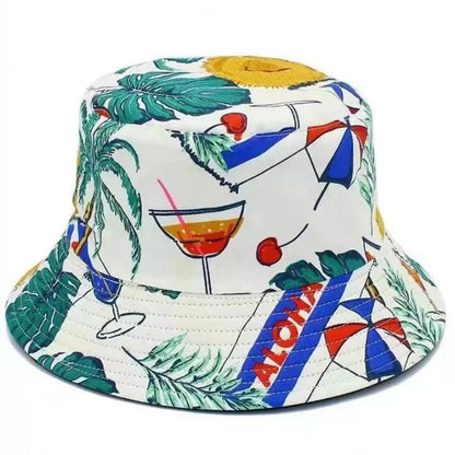Double sided Outdoor Sun Hat Hip-Hop Cap Fishing Fisherman Graffiti Hat Men Women