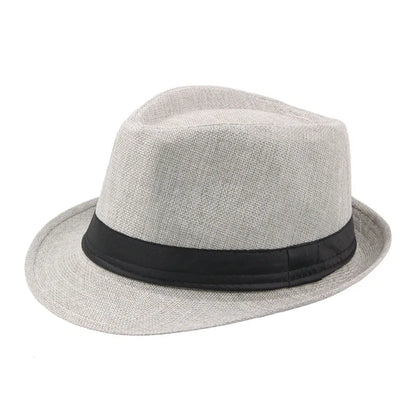 Trendy Wide Brim Men Straw Hat Women Summer Solid Color Fedoras Jazz Sun Cap