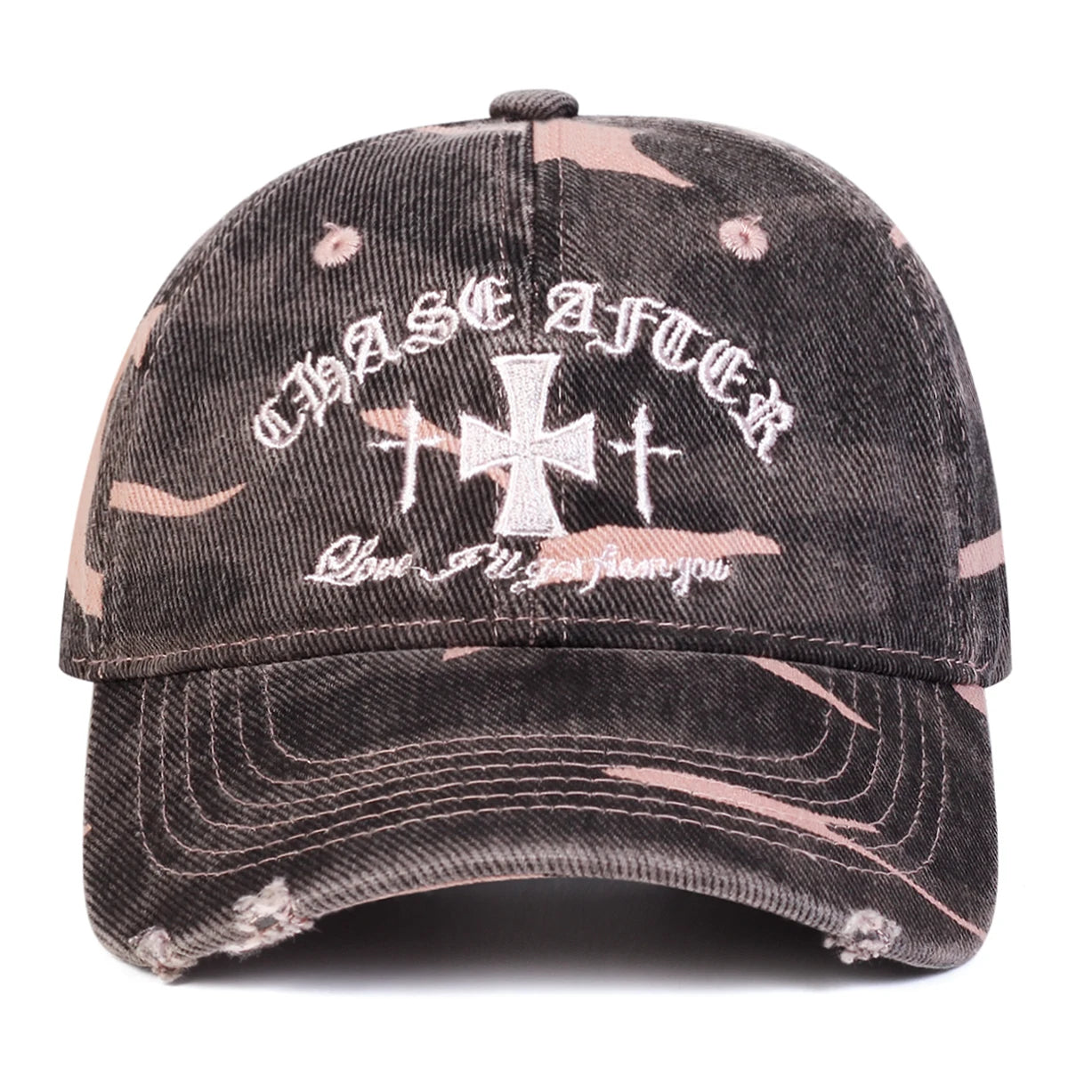 Unisex Cross Embroidery Pierced Baseball Caps Spring and Autumn