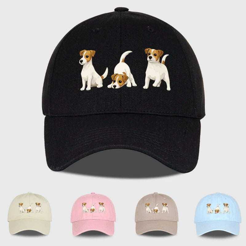 Adorable Jack Russell Terrier Trio Print Baseball Cap