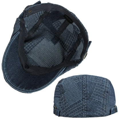 Men's Berets Hat Washed Denim Visors Herringbone Newsboy Cap