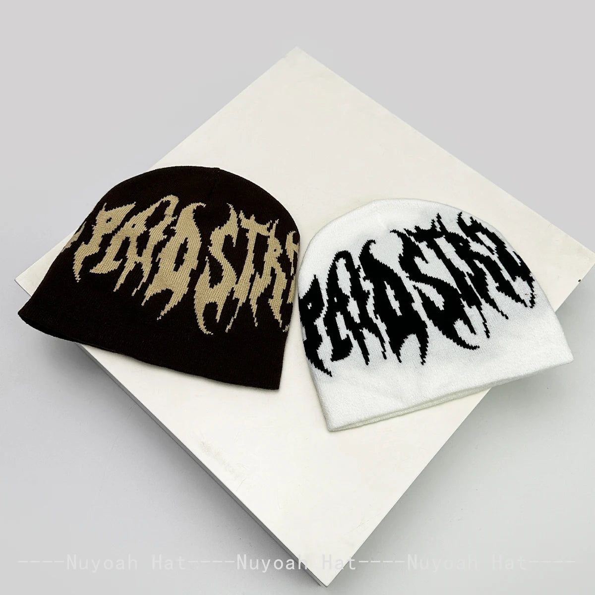 New Men Women Street Jacquard Flame Letters Knitted Hats