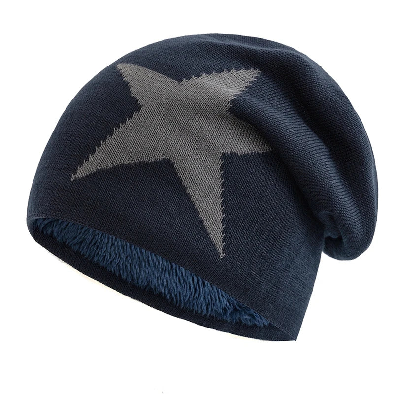 New Unisex Slouchy Winter Hats Five Star Pattern Warm Hats