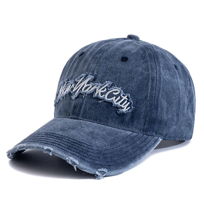 Unisex Retro Style Baseball Cap New York City Embroidery Washed Cotton Cap Men Women