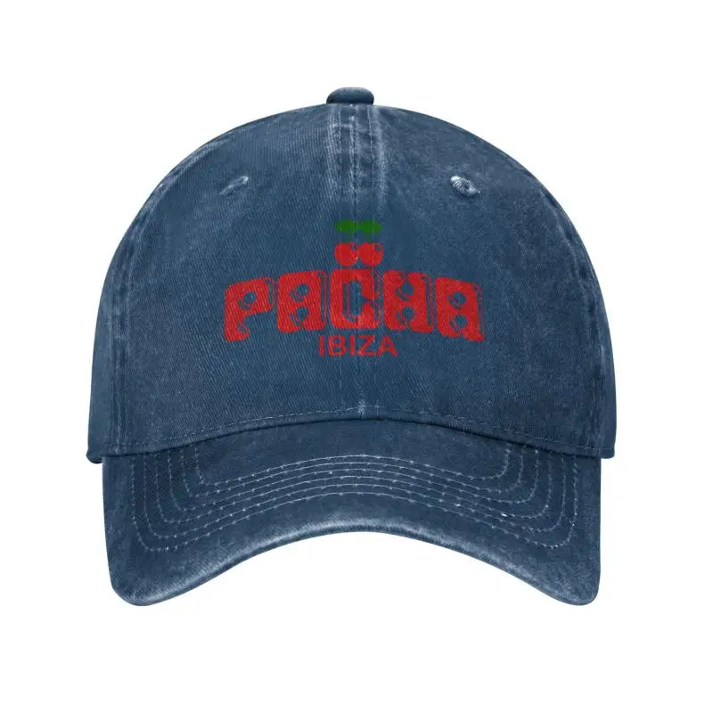 Preppy Cherry Baseball Cap Unisex Washed Cotton Denim Hats Outdoor Travel Cap