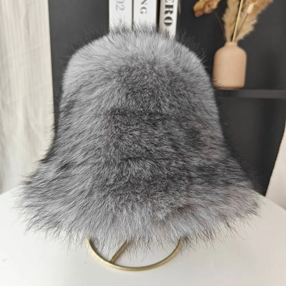 New Warm Fisherman Hat Coldproof Fluffy Fur Bucket Hat