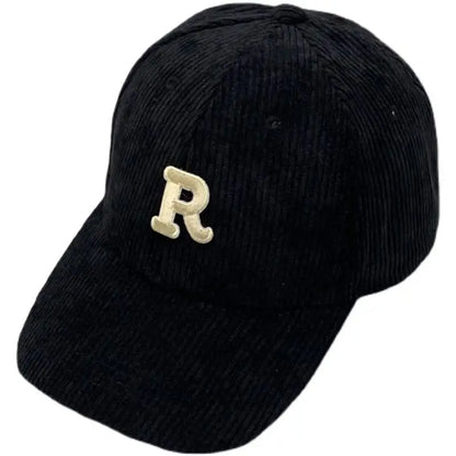 Fashion Corduroy Baseball Cap Ladies Letter R Women